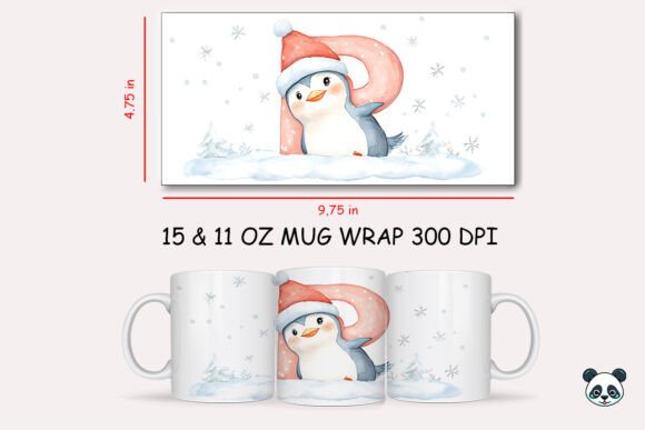 Celebrating the Season: The Christmas Baby Letter P with Penguin Mug Wrap