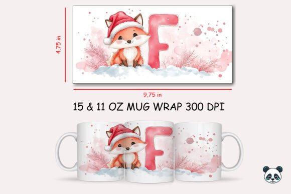 Christmas Baby Letter F with Fox Mug Wrap
