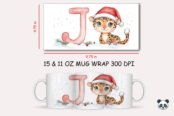 Christmas Baby Letter J Jaguar Mug Wrap Design