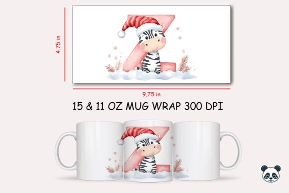 Christmas Baby Letter Z Zebra Mug Wrap Design