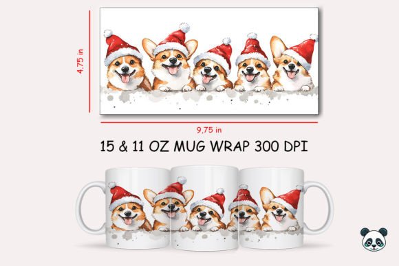 Christmas Corgi Mug Wrap 2 Design