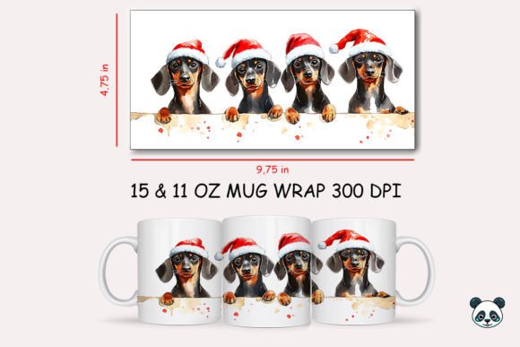 Christmas Dachshund Mug Wrap 1: Festive Sublimation Design