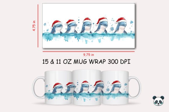 Christmas Dolphin Mug Wrap 3: Festive Sublimation Design