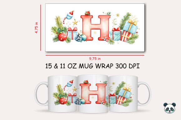 Christmas Letter H Mug Wrap: Sublimation Design Guide