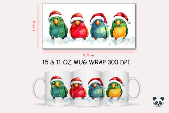 Christmas Parrot Mug Wrap 1: Festive Sublimation Design