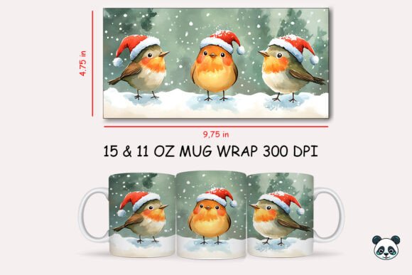 Christmas Robin Mug Wrap 1 Design Guide