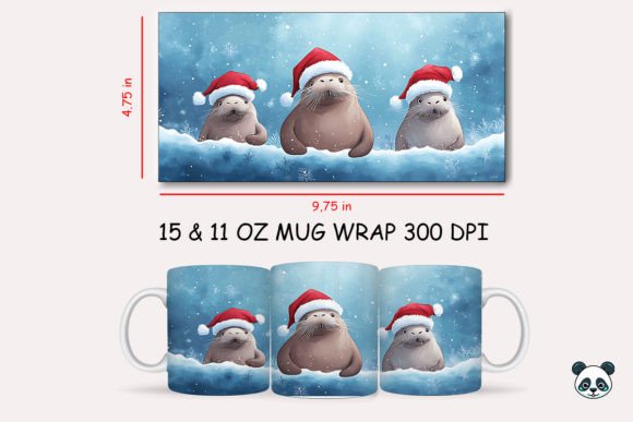 Christmas Walrus Mug Wrap 2: A Festive Sublimation Design