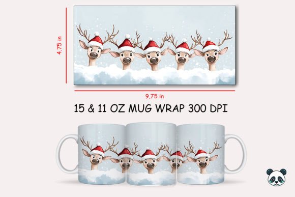Christmas White Reindeer Mug Wrap 1 Design Guide