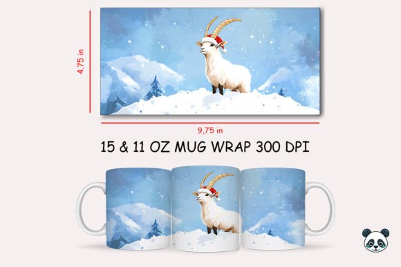 Creating Festive Mugs with the Christmas Mountain Goat Mug Wrap 1 Design