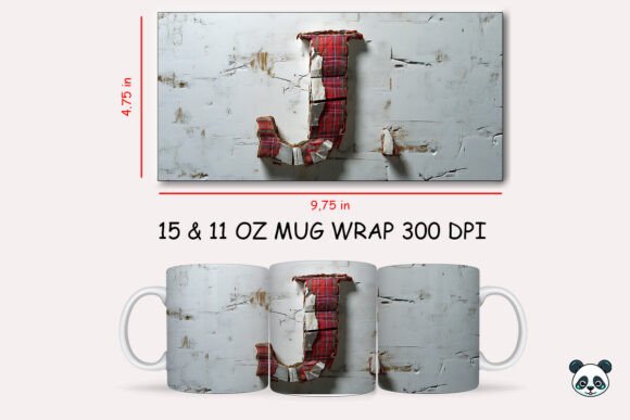 Elevate Your Sublimation Projects with the Red Plaid 3D Letter J Mug Wrap