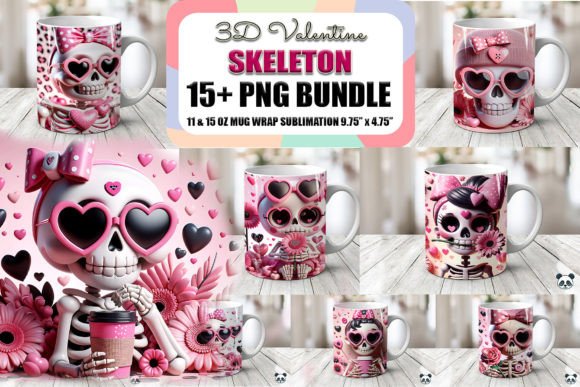 Elevating Sublimation Craftsmanship with the Valentine Skeleton 3D Mug Wrap Bundle