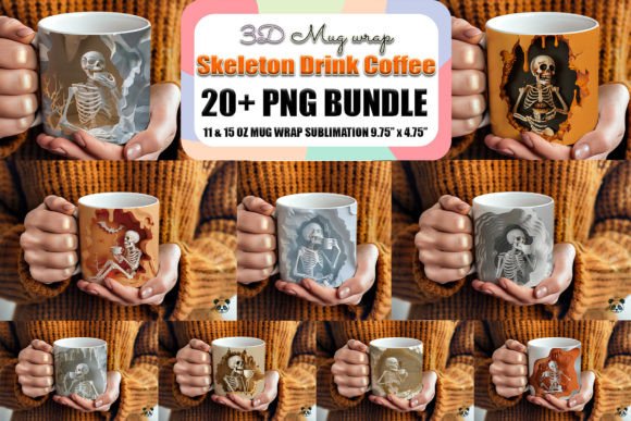 Elevating Sublimation Merchandise with the Skeleton Drink Coffee 3D Mug Wrap Bundle