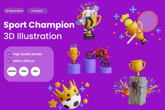 Elevating Visual Storytelling with the Sport Champion 3D Illustration Pack