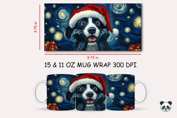 Funny Christmas Border Collie Scream Mug Wrap