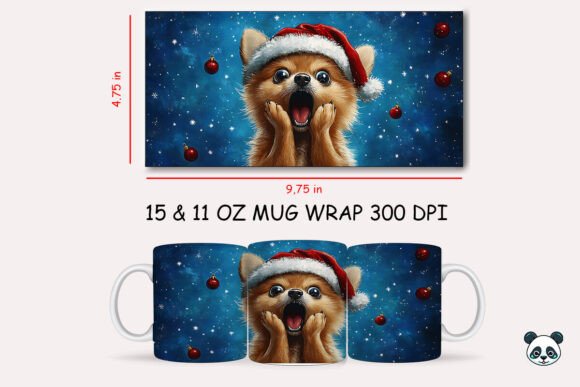 Funny Christmas Pomeranian Scream Mug Wrap Design