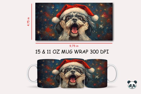 Funny Christmas Shih Tzu Scream Mug Wrap Design