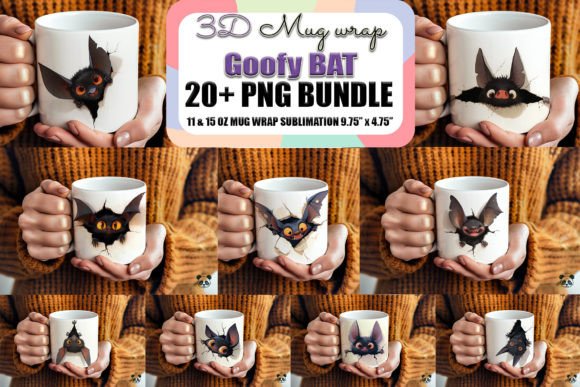 Goofy Bat Peek a Boo 3D Mug Wrap Bundle: Elevating Sublimation Creativity