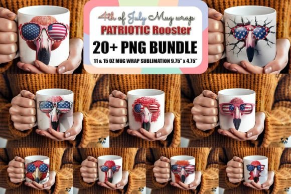 Patriotic Flamingo 3D Mug Wrap Bundle