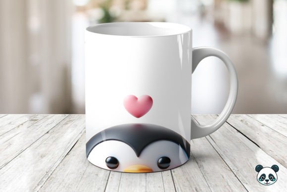 Peek a Boo Penguin 3D Valentine Mug Wrap Guide