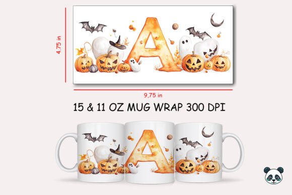 Spook Up Your Shop with the Halloween Letter A Mug Wrap Sublimation 3 Design