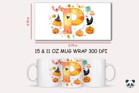 Spooktacular Customization: Mastering the Halloween Letter P Mug Wrap Sublimation 1 Design