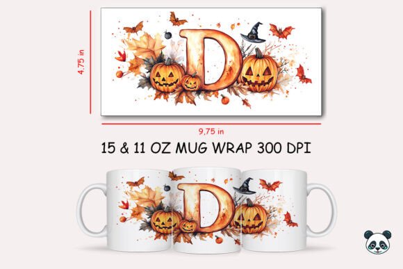 Spooktacular Customization with the Halloween Letter D Mug Wrap Sublimation 3 Design