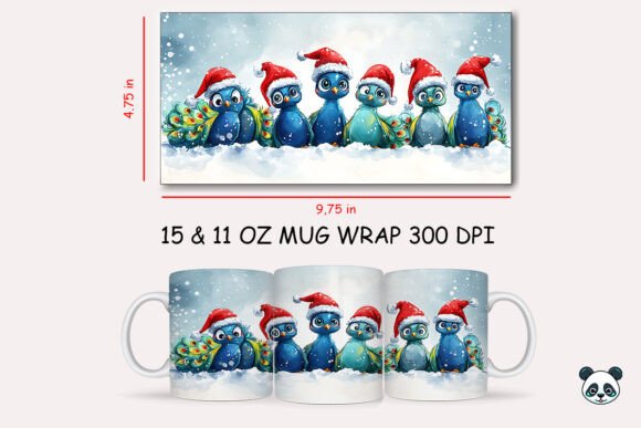 Stunning Christmas Peacock Mug Wrap Designs